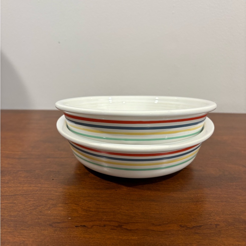 Fiesta Fiestaware RARE Quatra Quatro Quattro Rainbow *2* Cereal Bowls